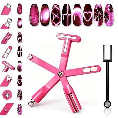 GLAMERMAID Multi-Head Cat Eye Nail Magnet Kit, Multi-Effect Nail Art Tools | French Cat Eye Concentrated Cat Eye Easy User Operation Diverse Nail Styles Strong Stable Magnetism Silicone Anti-Drop Design