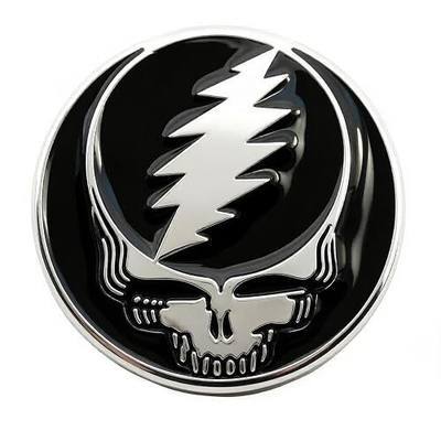 The Stealie 2.0 Car Badge Emblem Grateful Dead Logo Steal Your Face SYF Sticker Perfect for Car, Truck, Motorcycle, Window, Door, and Flat Surface (Chrome Black)