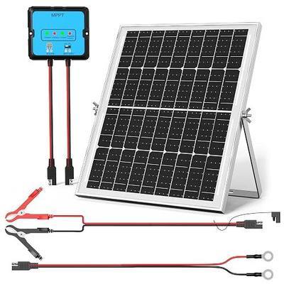 12V Smart MPPT Solar Battery Trickle Charger Maintainer, IP68 Waterproof Solar Panel Kit with Adjustable Mount Bracket, for Cars RVs Boats Motorcycles Trucks ATVs (Small)