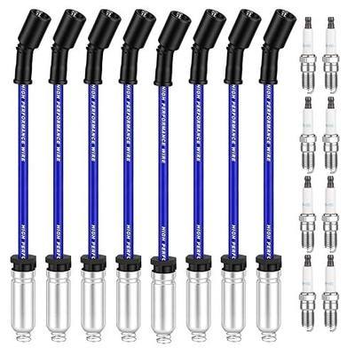 Iridium Spark Plugs and 10mm Blue Wires Set for Chevy GMC LS V8 | Fits 99-13 Silverado Sierra 1500 4.8 5.3 6.0 6.2, 00-14 Tahoe Suburban Yukon, 99-19 Silverado 2500 HD, Replace 41-162 41-110