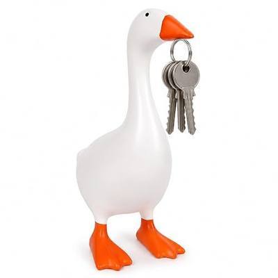 Desk Goose 7 Inch, Mini Desktop Goose Statue Key Holder, for Women House Warming Birthday Gifts and Desk Decor (Standing Goose)