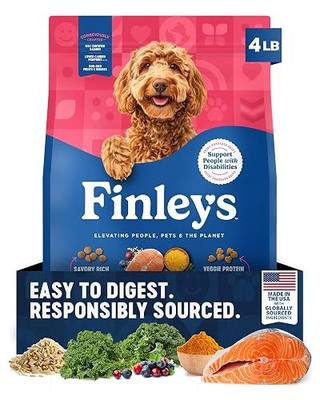 Finley's Dry Dog Food, Salmon, Brown Rice, Vegetables Recipe, 4 lb | Dry Kibble crafted with MSC Certified Salmon, Complete and Balanced Nutrition for Large and Small Breeds