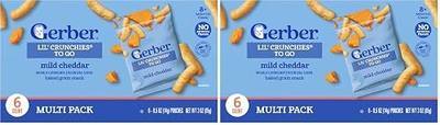 GERBER Healthy Snacks Crunchies To Go Mild Cheddar 6x0.5oz (Pack of 2)
