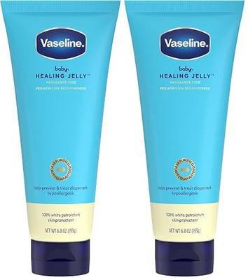Vaseline Baby Healing Jelly 100% White Petrolatum Skin Protectant 1 ct for Preventing & Treating Diaper Rash, with a Hypoallergenic, Pediatrician-Recommended Formula, 6.8 OZ (Pack of 2)