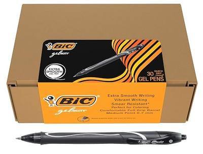 BIC Gelocity Retractable Quick Dry Gel Pen, 0.7mm Medium Point, Black Ink, 30-Count