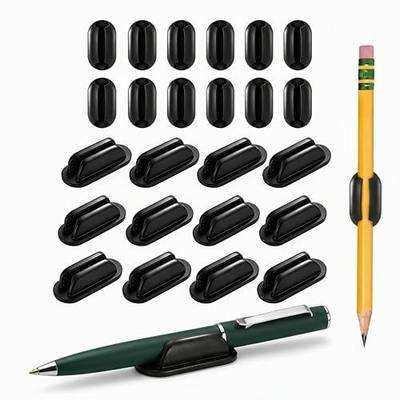 24 Pack Adhesive Pencil Pen Holders for Desk, Silicone Flexible Pens Holder for Wall,Clipboard,Marker,Office Organizer Small and Large,Classroom Must Haves,Teacher Supplies,Black