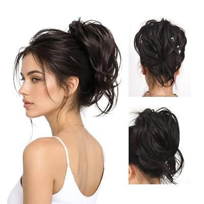 Onedor 12" Wavy Claw Clip Bun, Synthetic Ponytail Extension,4A | Heat-resistant synthetic fibers, matte natural wavy texture, daily updo volume styling, lightweight 3.8oz casual claw clip