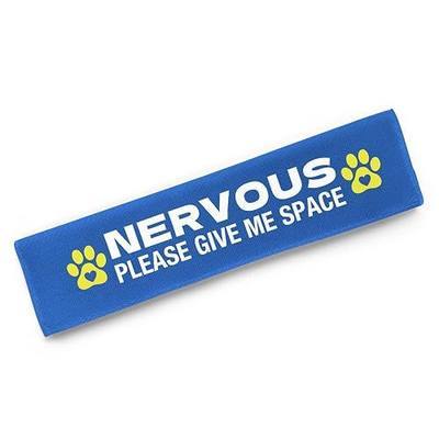 Nervous Please Give Me Space & Do Not Pet Alert Leash Sleeve Wrap, Hanging ID Patch Tag, Blue Nervous Dog Patch, Practical Pet Accessory Gift for Dog Owners