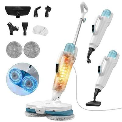 Aspiron Steam Mop, 10-in-1 Steam Mop and Handheld Steamer, 15s Heat-Up, Self-Rotating Scrub Pads, 2 Steam Modes with Spray,500ML Removable Tank,LED Light,Floor Steamer for Hardwood,Tile, Carpet,Car