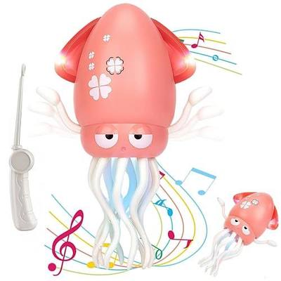 YRIOWMI Dancing Octopus Baby Toy, Tummy Time Toys, Rechargeable Crawling Squid with Music and Light, Electric Interactive Octopus Toy for Birthday for 1 2 3 4 5 6 Year Old Boys Girls (Pink)