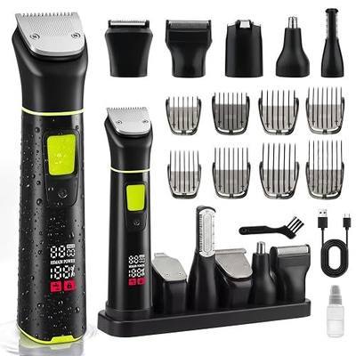 Bomxin Manscape Men‘s Body & Beard Trimmer,Waterproof,All-in 1 Grooming Kit | Professional Manscape Trimmer,Multifunctional Mens Grooming Kit,Wet/Dry,No Nick,Rechargeable,Charges Via Type-C Dock