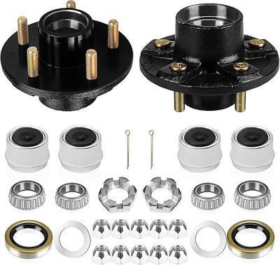 dreamdragon 2 Sets 3500lb Trailer Wheel Idler Hub Kit, 5 Bolt 4.5" Brake Hub Drum Assembly Fits 1-1/16'' to 1-3/8" Trailer Axles #84 Spindle
