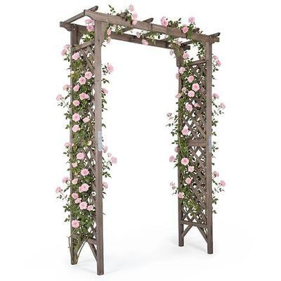 Giantex 85" Wooden Garden Arch Trellis, Flat Top Wedding Arbor for Ceremony | Outdoor Wood Pergola Archway with Climbing Plants Support for Pathway Birthday Party Lawn Patio Decoration