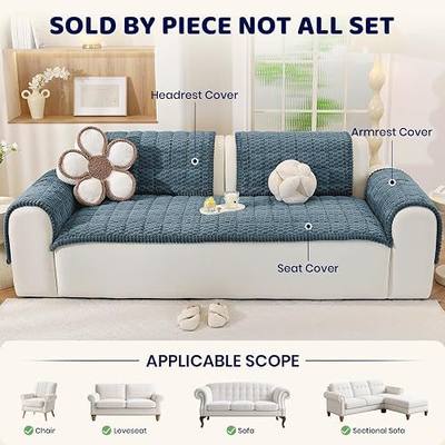 Royhom Chair Cover for Dogs, Thick Soft Couch Arm Cover, Headrest Armrest Covers, Furniture Cover for Pets Recliner Loveseat Leather Cushion L Shaped Couch (Blue, 27.6 x 27.6 Inch)