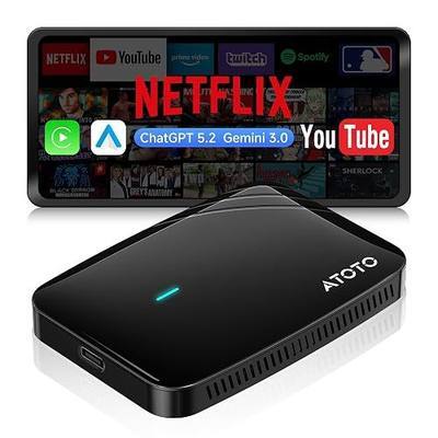 Wireless CarPlay & Android Auto Adapter Support YouTube/Netflix | Enjoy Video & Music Apps, Dual WiFi, Navigation & Gemini 3.0, Plug & Play for Factory Wired CarPlay&Android Auto