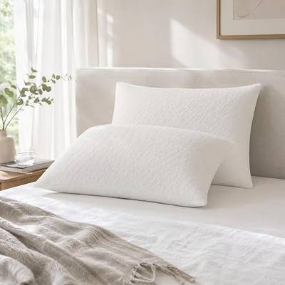 IULULU Shredded Memory Foam Pillow, 2 Pack, Standard Queen Fit | Medium Firm Support Bed Pillows for Side Back and Stomach Sleepers, Removable Washable Cover, 28 x 18 Inch