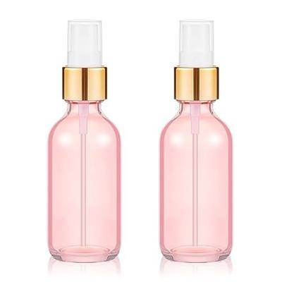2 Pack Glass Spray Bottles 4oz,Small Empty Glass Spray Bottle Fine Mist Spray Refillable Containers,Mini Travel Spray Bottles (Pink, Gold)