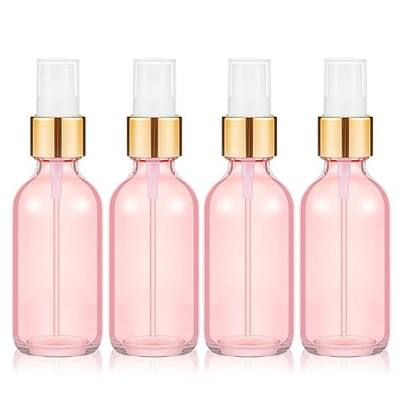 4 Pack Glass Spray Bottles 4oz,Small Empty Glass Spray Bottle Fine Mist Spray Refillable Containers,Mini Travel Spray Bottles (Pink, Gold)