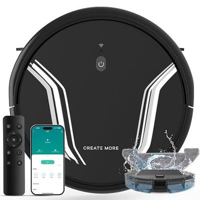 Bagotte Robot Vacuum and Mop Combo,5000Pa Suction Robotic Vacuums Cleaner, Low Noise, Self-Charger,2.4G WiFi/App/Alexa/Remote Control for Pet Hair,Hard Floor,Carpet