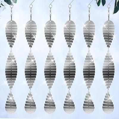 Stainless Steel Bird Deterrents for Outside Patio, Reflective 3D Bird Scare Devices Wind Spinners Outdoor Decor, Woodpecker Deterrent Bird Reflectors to Keep Pigeon Crow Away House Yard Window, 6 Pcs