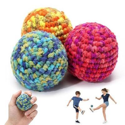 3 Pack Handmade Crochet Hacky Footbag, Colorful Woven Kick Sack Balls for Adults, Beginner Juggling Balls, Outdoor Party Game Beach Toys