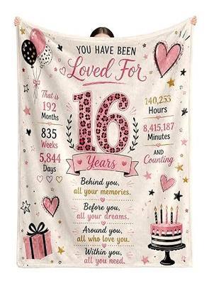 Sweet 16 Gifts for Girls, 16th Birthday Blanket, Stuff for 16 Year Old Girls, 16 Year Old Girl Birthday Gift Ideas, Sweet Sixteen Gift