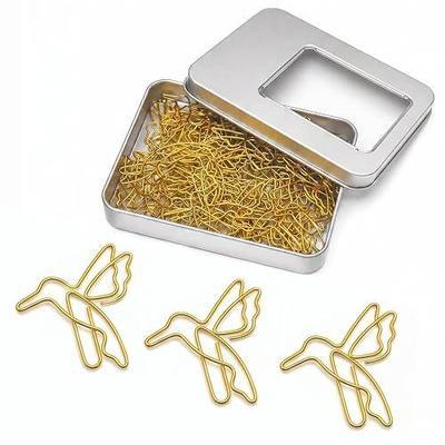 Gold Hummingbird Shaped Paper Clips 60 Pcs, Bird Lover Gifts | Office Supplies Desk Accessories, Cute Hummingbird Gifts for Women, Teachers, Students and Bird Lovers