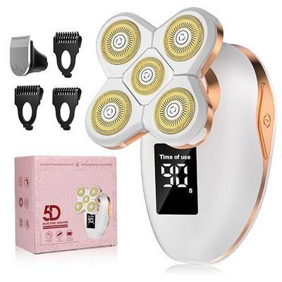 2-in-1 Electric Razors for Women, Sensitive Skin, Legs & Bikini Area | Painless Floating Blades, IPX7 Waterproof Wet/Dry Use, USB-C Fast Charge, 90 Mins Runtime, With Long Hair Trimmer Attachment