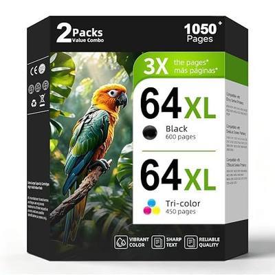 64XL Ink Cartridge Black Color Combo Pack Replacement for HP Ink 64 HP64 XL HP64XL for 7858 7855 7120 7155 7158 7164 6255 6252 6232 7100 7800 7900e 7955e 7255e 7950e 7958e 7920 Tango X Series Printers