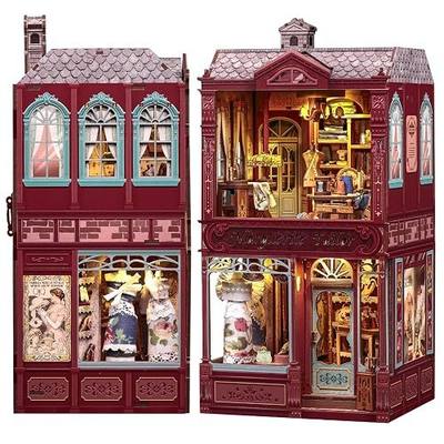 Cutebee Book Nook Kit for Adult, 3D Wooden Puzzle Bookshelf Home Decor, DIY Miniature Dollhouse Kit, Decorative Bookend Art Craft, Gift for Family Friends (MargueriteTailor)