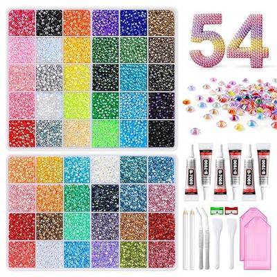Resin Jelly Rhinestone Bedazzling Kit 48/54/60/78 Colors with Glue Tweezers Spoon Divided Tray for DIY Tumbler Shoe Nail Art Decoration