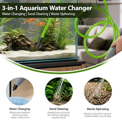 UPETTOOLS Aquarium Gravel Cleaner, 3-in-1 Tank Vacuum Siphon Water Changer | 71 Inch Aquarium Siphon Hose, Manual Fish Tank Cleaner, Quickly Remove Fish Manure and Water, Ideal for Indoor & Outdoor Use