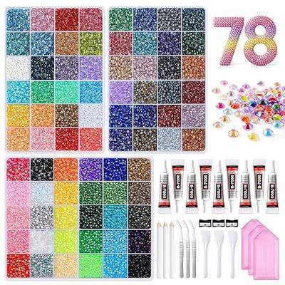 Resin Jelly Rhinestone Bedazzling Kit 48/54/60/78 Colors with Glue Tweezers Spoon Divided Tray for DIY Tumbler Shoe Nail Art Decoration