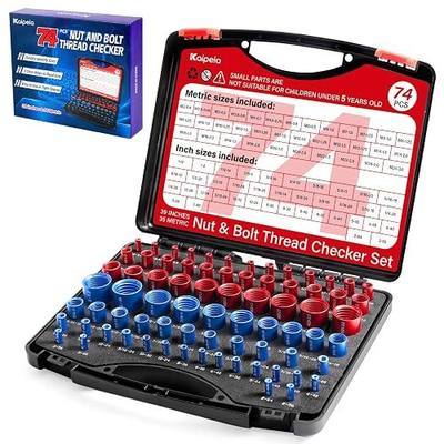 Thread Checker, 74 PCS Detachable Nut and Bolt Thread Checker Gauge, 39 Inches & 35 Metric Rustproof Bolt Size Finder, Screw Identifier Tool for Measuring in Narrow and Tricky Areas