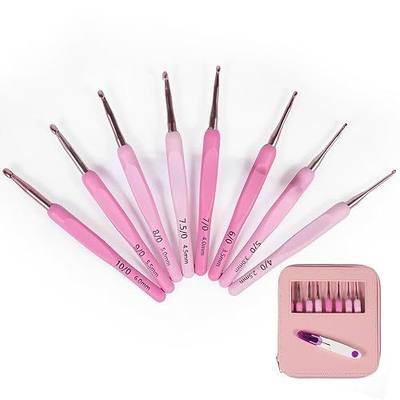 YUYUDEHM 8PCS Pink Crochet Hooks 2.5-6.0mm with Storage Bag, Ergonomic Crochet Needle with Soft Silicone Handle, Aluminum Crochet Set for Beginners and Crocheting Knitting Sweaters Scarves Blankets