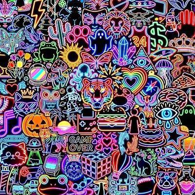 120PCS Cool Neon Stickers for Kids Waterproof Vinyl Water Bottles Stickers | Cute Decals for Laptop Kindle Scrapbooking Skateboard Luggage, Neon Party Decorations