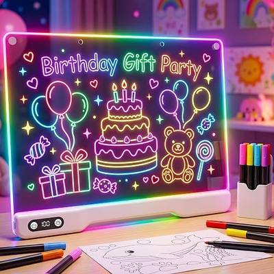Rechargeable LED Drawing Board for Kids, 16” LED Note Board | LED Message Board with 10 Light Modes & Stepless Dimming, 2200mAh Light Up Dry Erase Board for Boys Girls Birthday Christmas