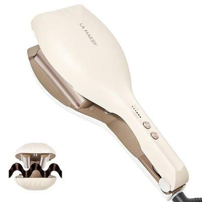 LA MAESII 0.8inch Hair Crimper Curling Iron, 3 Barrel Hair Waver for Women | Smart Timer,Crimper Hair Tool, Adjustable Heat, Easy to Use,Anti-Scald