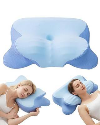 Cervical Neck Pillow for Sleeping, Ergonomic Contour Memory Foam Pillow for Neck Pain Relief, Neck Pillow for Back, Side Sleeper Pillows, Cooling Neck Support Pillow with Pillowcase