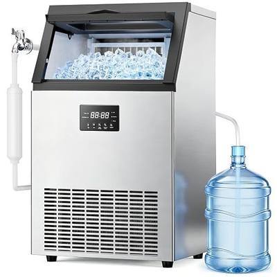 Commercial Ice Maker Machine, 200 lbs/24H with 50 lbs Storage Bin, 55 Clear Ice Cubes/Cycle, ETL Approval Stainless Steel Undercounter Ice Machine with Self-Cleaning & Water Filter for Home, Bar