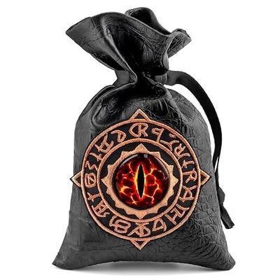 Haxtec Dragon Dice Bag, Embroidered Rune-Infused Dragon Eye PU Leather Bag | DND Dice Storage Drawstring Pouch for Dungeons & Dragons,Crocodile-Embossed, Gifts for Dragon Lovers & Cosplay, Flame Red Eye