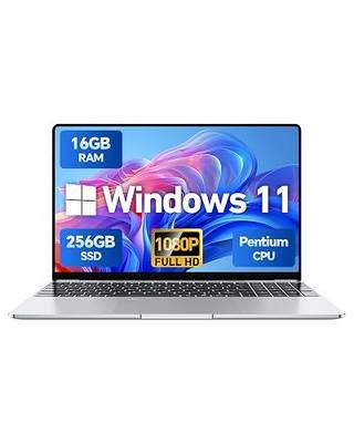 15.6 Inch Laptop, Windows 11 Pro Computer, Pentium 2.10GHz (Base Freq.), 16GB RAM, 256GB SSD (Up to 2TB), FHD IPS Display, Backlit Keyboard, Fingerprint Reader, for Student & Business