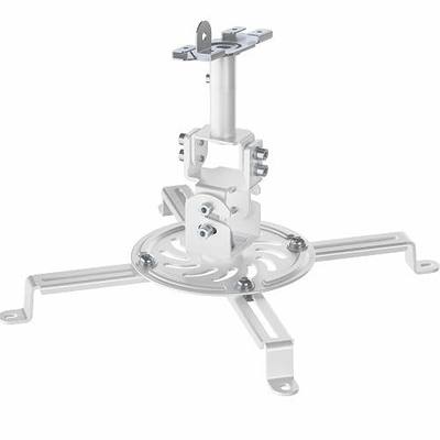 VIVO Universal Low Profile Metal Ceiling Projector Mount with Scissor Clamp, Drop Ceiling Projector Mount for Regular and Mini Projectors, 6.3 inch Pole Extension, Extending Arms, White, MOUNT-VP6DP