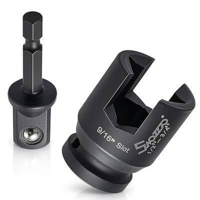 1/2” Drive Multi-Purpose Lineman Socket,with 1/4 Hex Shank,3/4" 4-Point square impact socket,9/16" Slot for wing nut,eye bolt,J-hooks