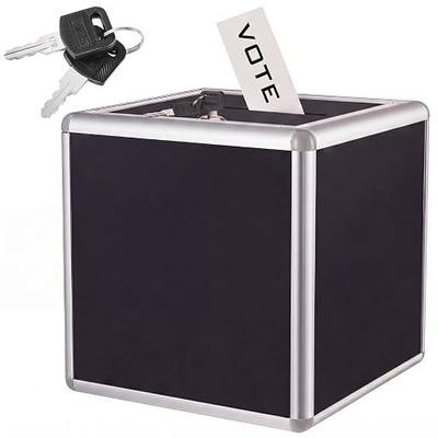 Lineshading Acrylic Donation Raffle Box, 12 x 12 x 12 Inch | Large Ballot Offering Holder for Fundraising Drawing Storage Container Tip Jar Voting Charity