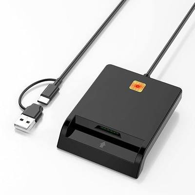CAC Reader Military Smart Card Reader, USB-C & USB-A DOD CAC Card Reader | Compatible with CAC, PIV & Government ID Cards, Supports Windows 11/10, macOS, Plug & Play