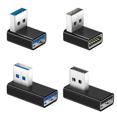 Basesailor 90 Degree USB A Male to Female Adapter 4 Pack,Type A Extender | USB 3.0 Up Down & Left Right Angle Connectors for CarPlay,Printer,PS5 PS4,Laptops,Disk,Chargers,Computer,Mouse,PC,Power Bank