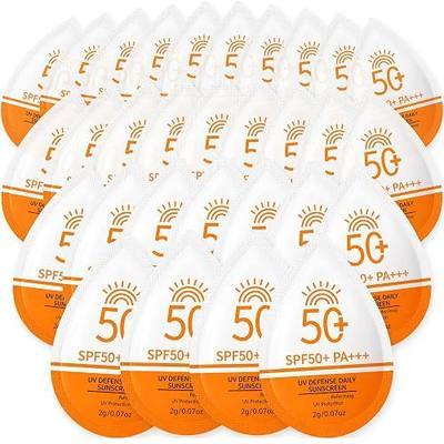 30 Pcs Mini Sunscreen Packets SPF 50+, Travel Size Sunscreen Bulk for Face & Body, Individual Sunscreen Packs for Travel, Beach Bags, Summer Party Favors, Lightweight Non-Greasy Feel