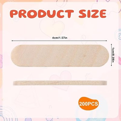 200 PCS Wood Mini Popsicle Sticks, Small Wooden Popsicle Sticks for Crafts, 1.6x0.4 Inch Mini Craft Sticks, Wooden Stick for Classroom Art Supplies, DIY Arts and Crafts, Waxing Supplies