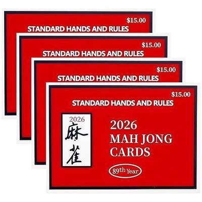 Mahjong Cards 2026 Official Revision, American Mahjong Cards 2026 Large Print Easy to Read, Perfect for Game Nights & Parties(4pcs Red)